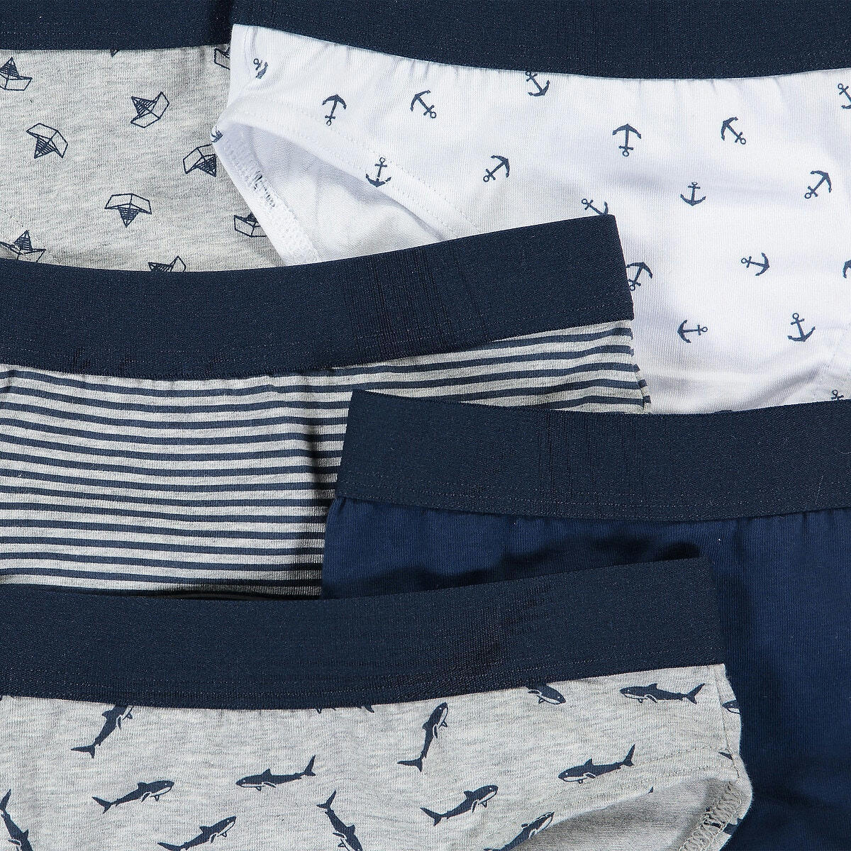 Lot de 5 slips en coton imprimé requin