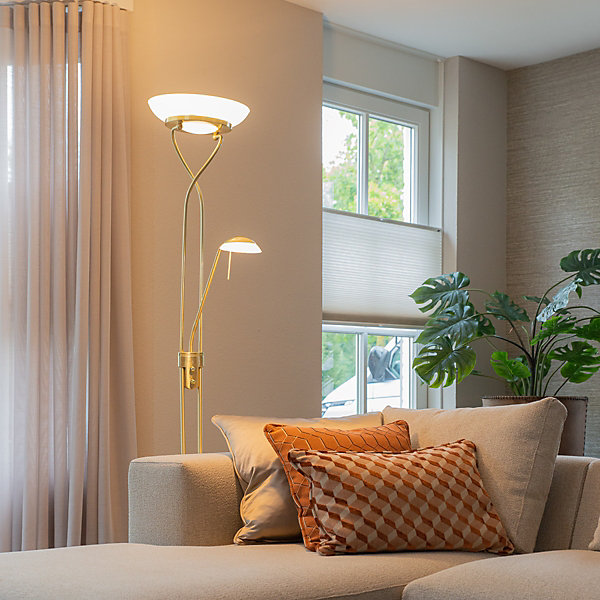 Lampadaire laiton avec LED et variateur avec lampe de lecture - Empoli