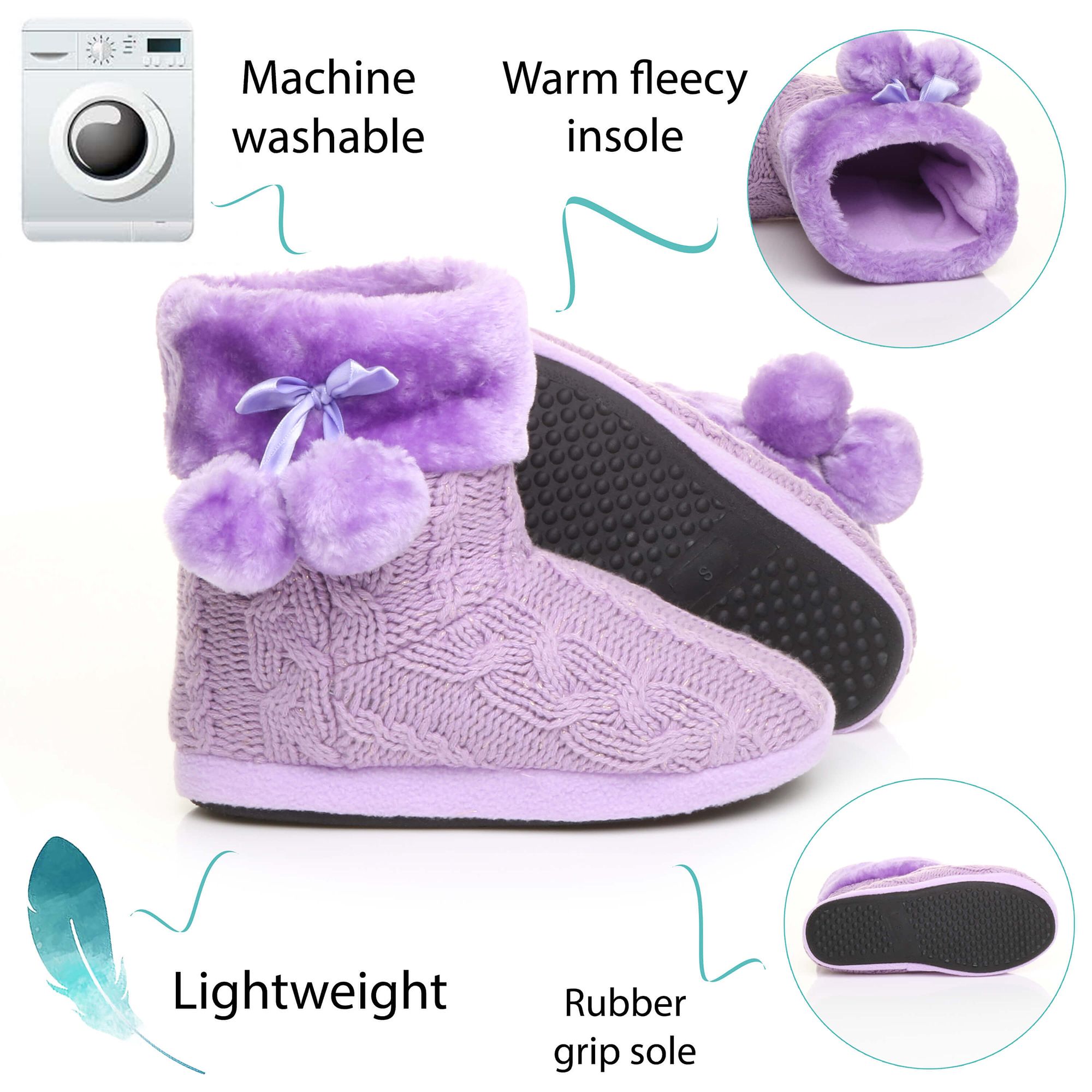 AJVANI Knitted Glitter Ankle Boot Slippers