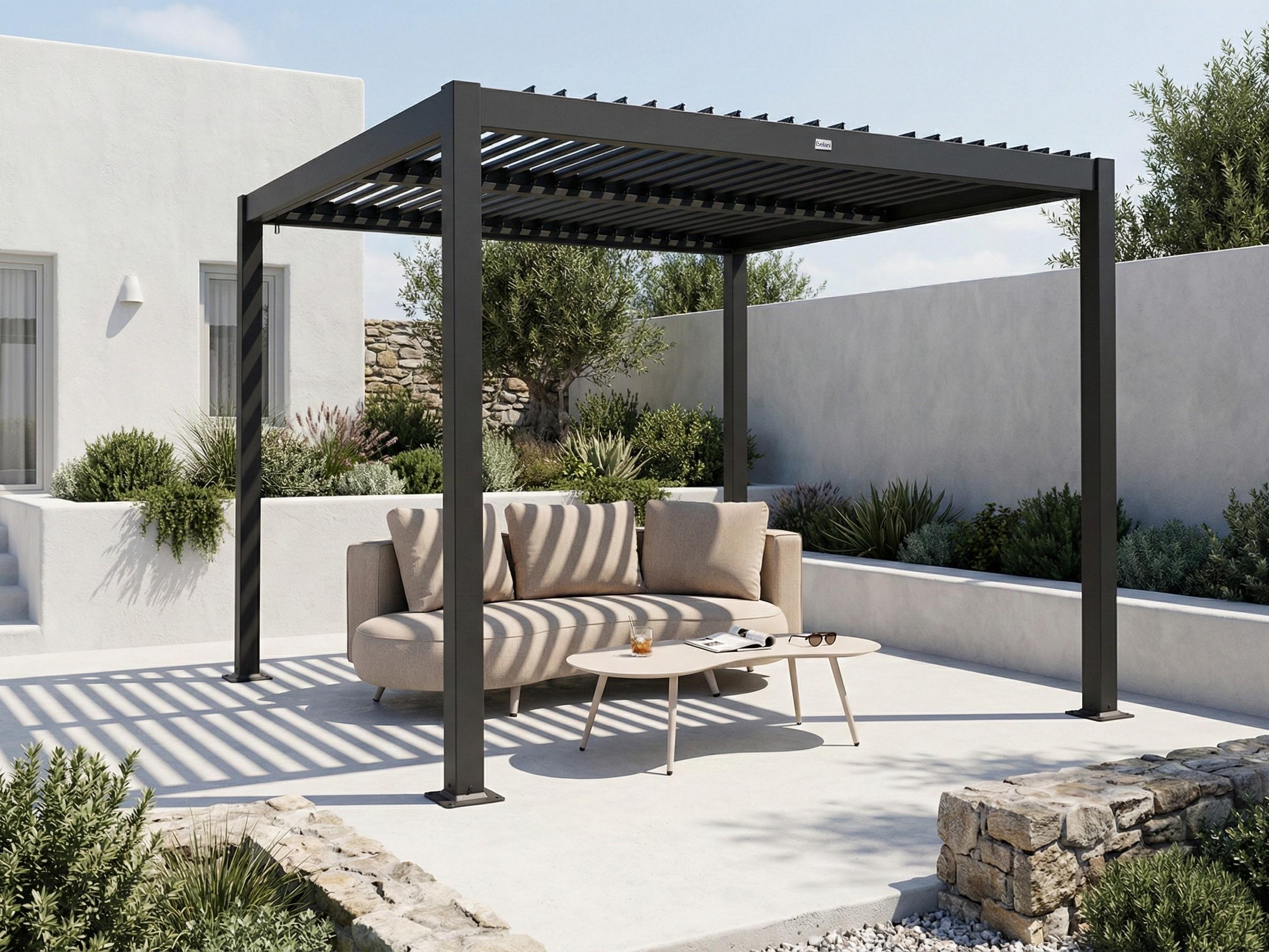 Gazebo FORNOLI Metal 296 cm 296 cm Black