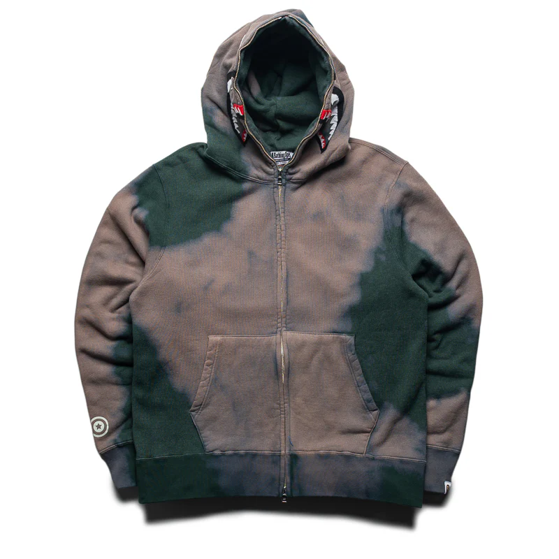 A Bathing Ape Hand Dye Shark Full Zip Hoodie - Green