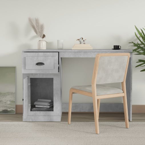 NNEVL Desk with Drawer Concrete Grey 115x50x75 cm Engineered Wood