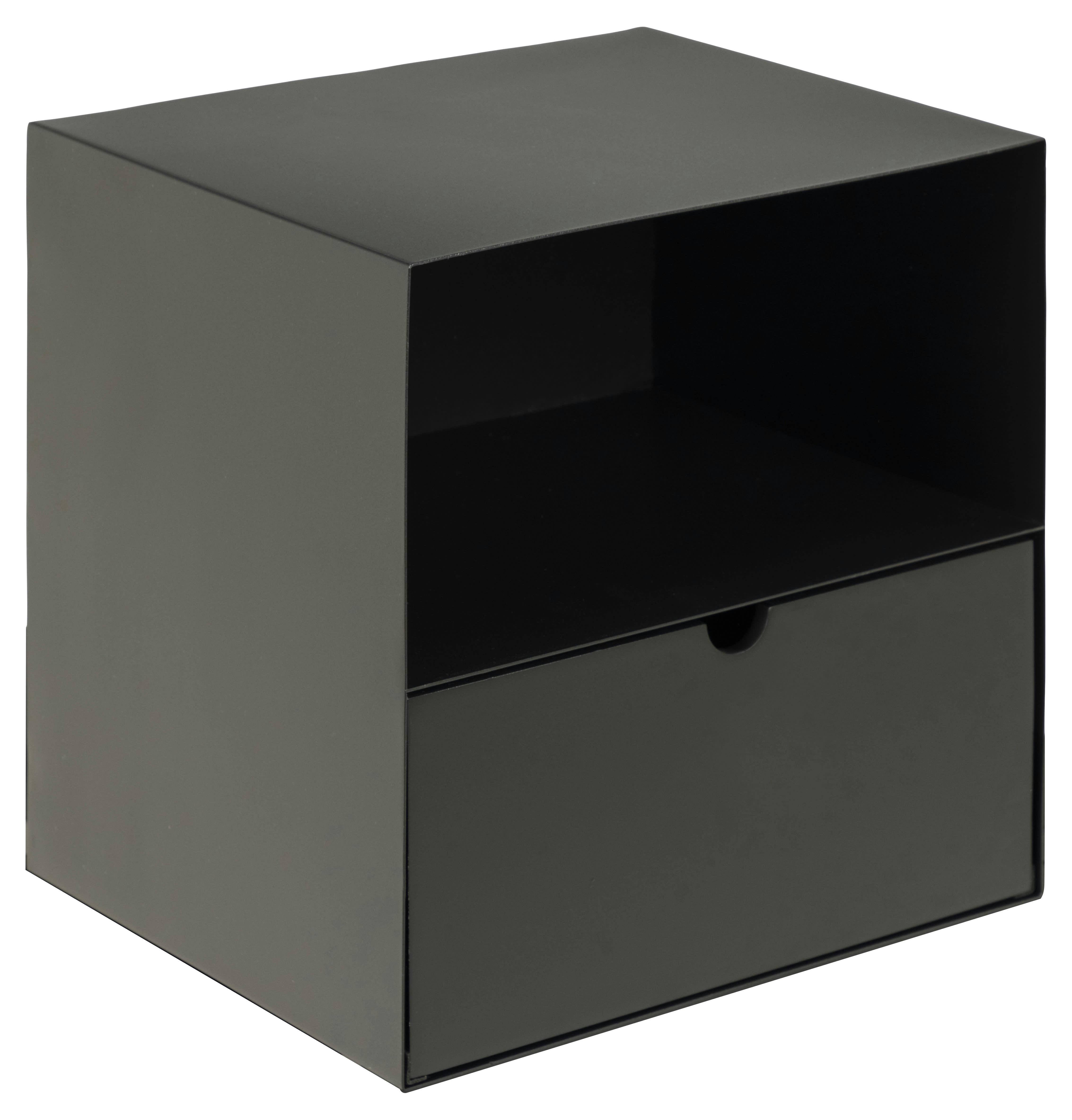 JANIE - Chevet suspendu cube en métal et bambou 1 tiroir 1 niche