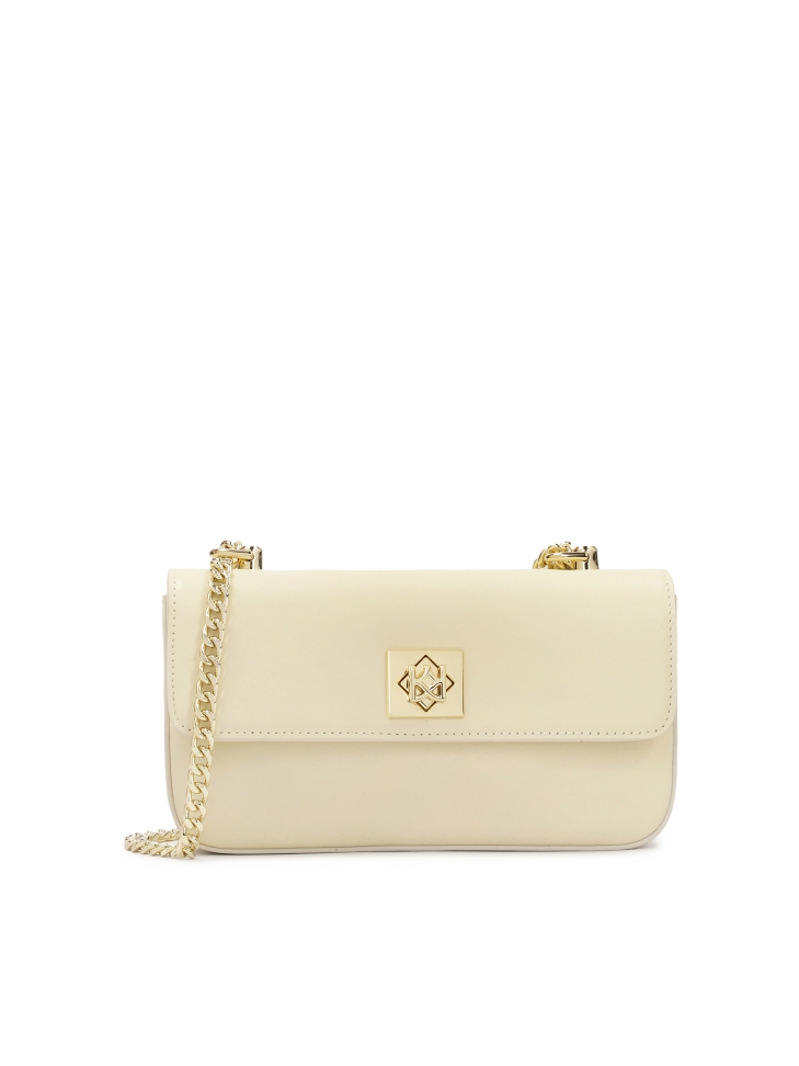 Cream stiff chain handbag