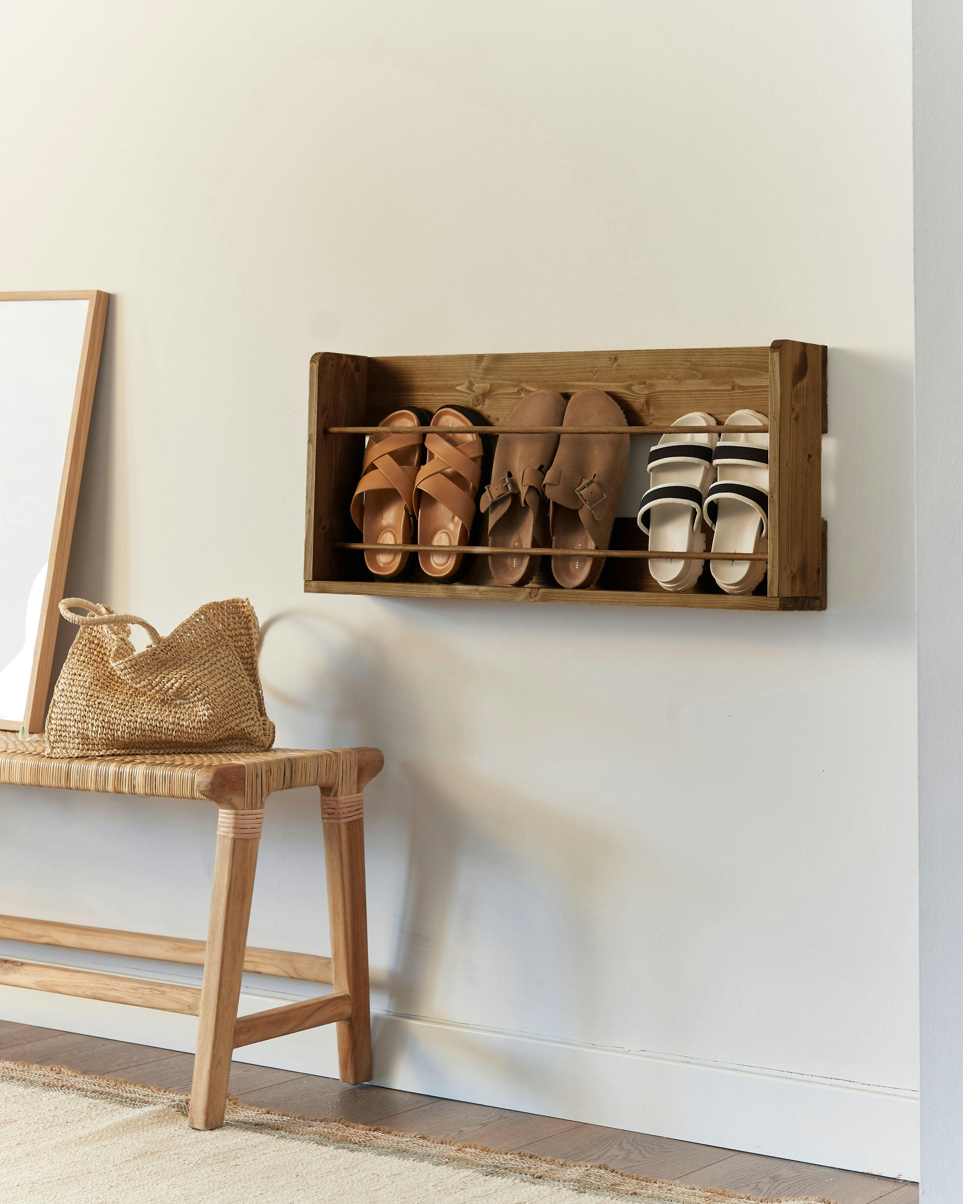 EHUD - Etagère murale pour chaussures en bois en couleur marron