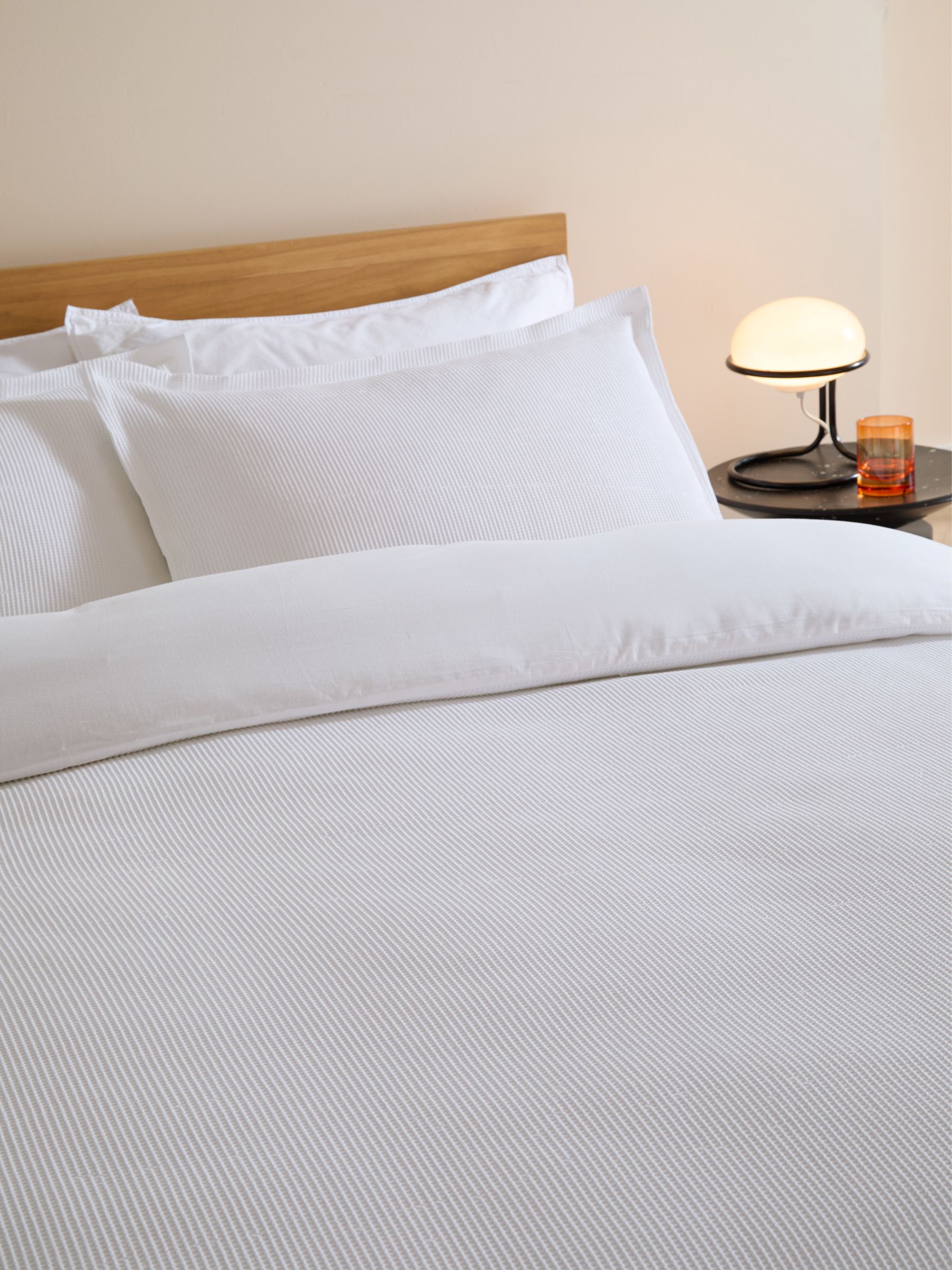 Waffle 100% Cotton Duvet Cover and Pillowcase Set in White