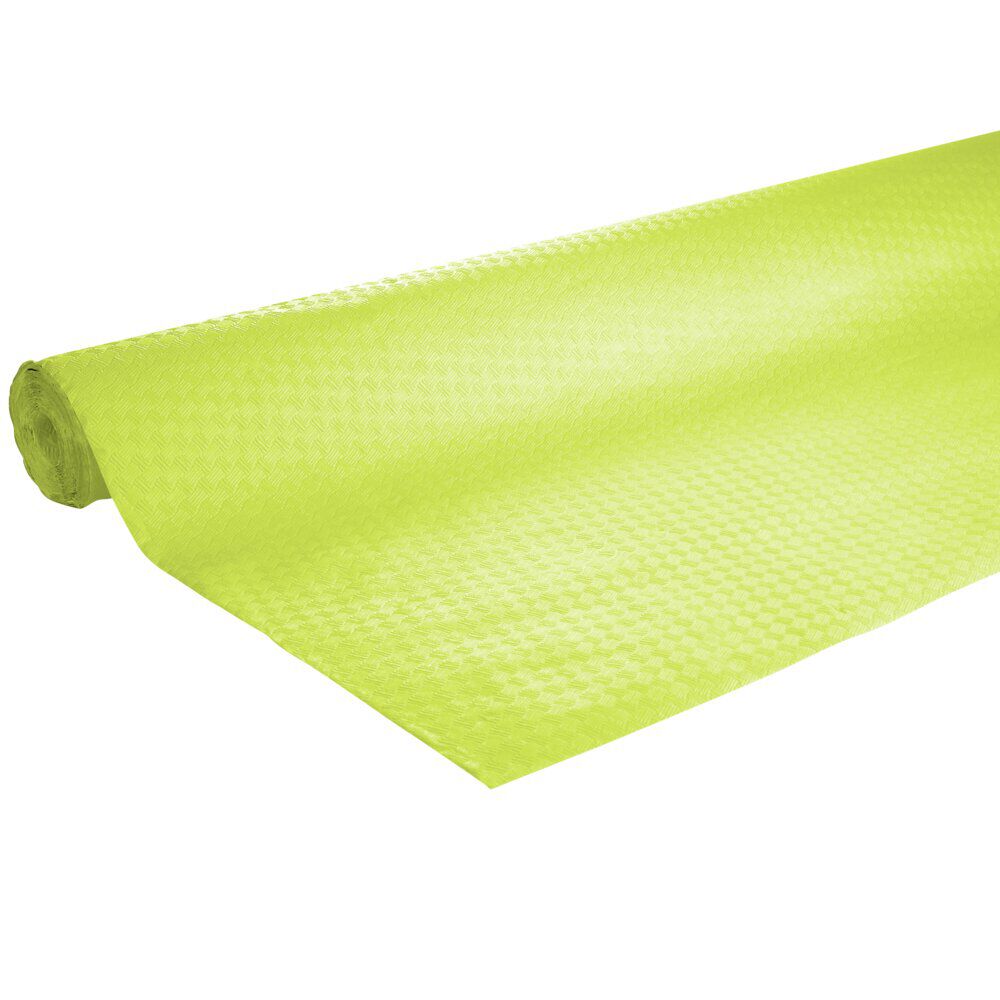 Nappe en papier gaufré toile de lin vert kiwi 1,2x15m