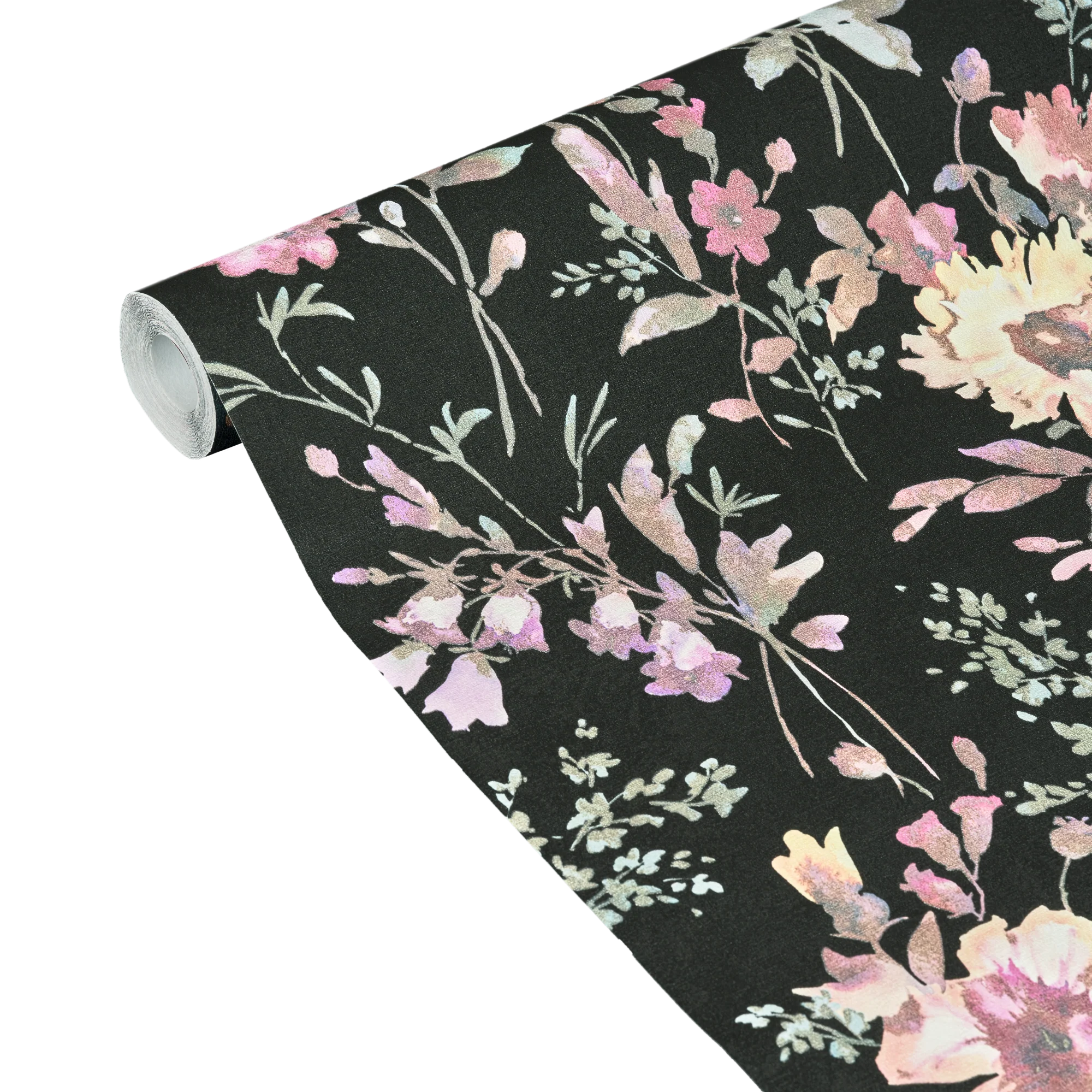 CosmoLiving Papier peint intissé PETAL POETRY noir et rose vif