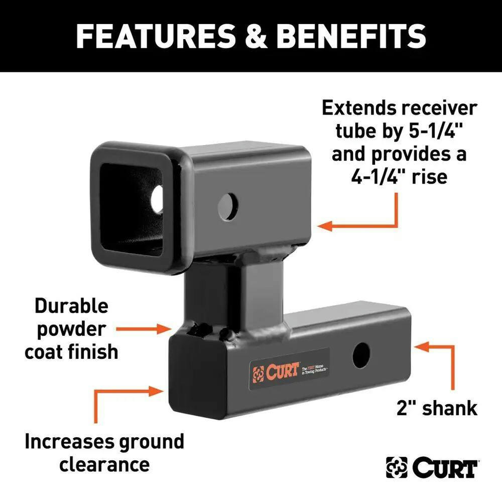 CURT Raised Receiver Adapter (2-in Shank, 4-1/4-in Rise)