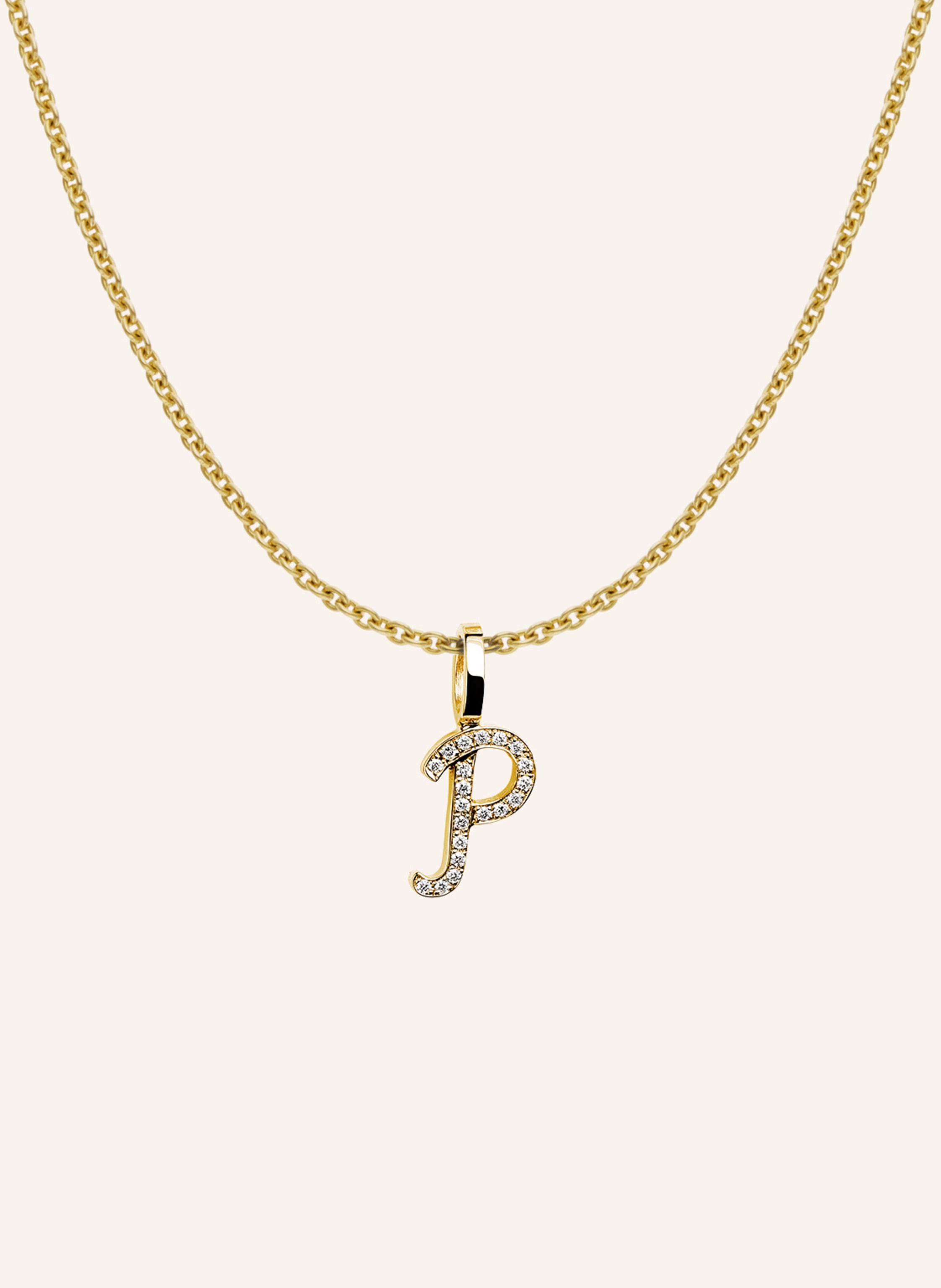 CADA Kette TINY DIAMOND LETTER P