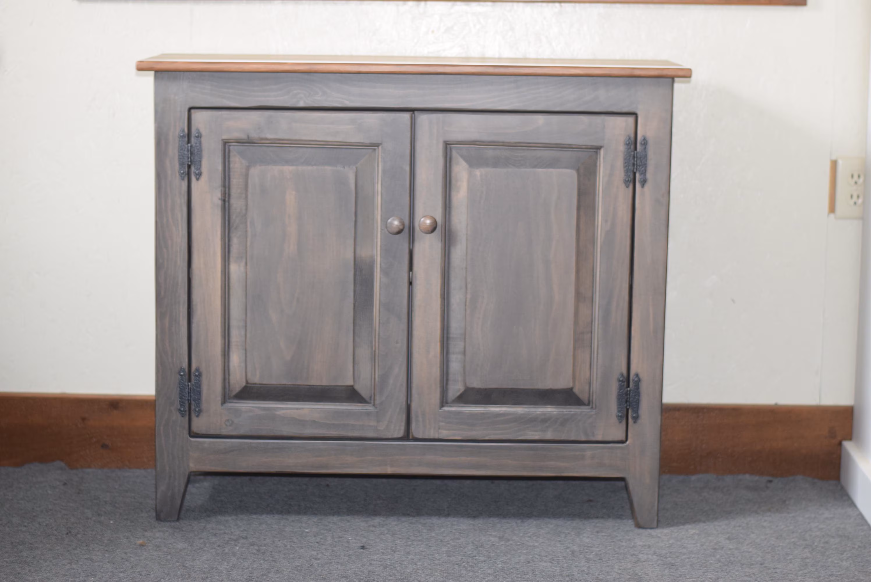 Amish Handcrafted Hall Cabinet | Primitive Pine 2-Door Cabinet