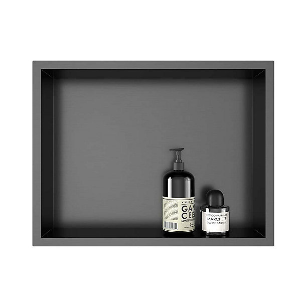 Niche rectangulaire encastrée 40 x 30 cm finition GRAPHITE mat en acier inoxydable Kibath