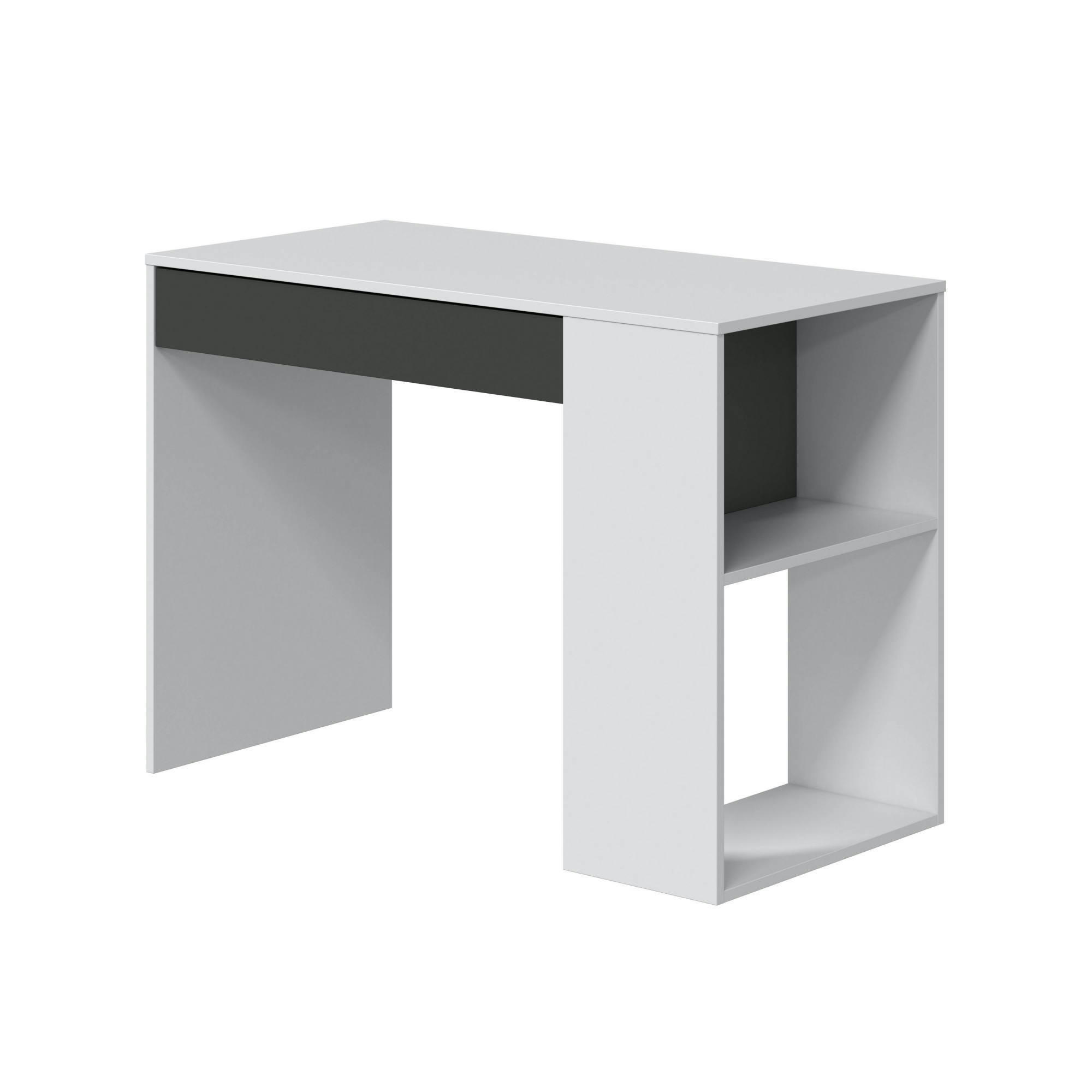 BOISE - Bureau effet bois blanc et anthracite
