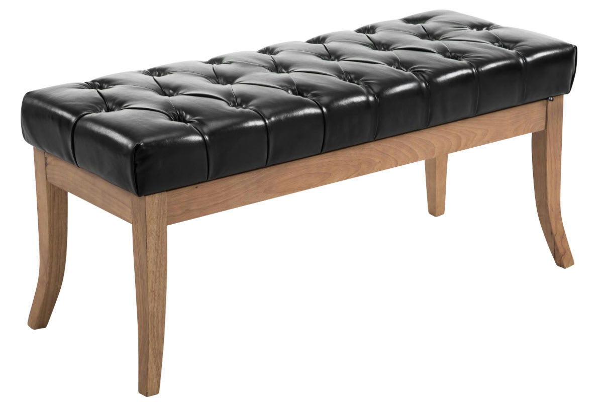 RAMSES - Banquette avec pieds en bois assise en similicuir Noir