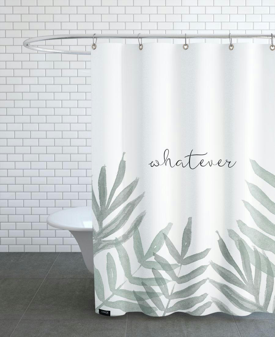 WHATEVER - Rideau de douche en polyester en blanc & gris 150x200
