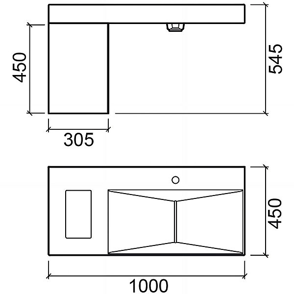 Meuble de salle de bains couleur chêne pour lavabo SANINDUSA Flux (vasque et mitigeur non inclus)