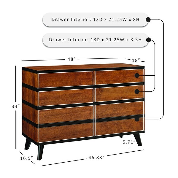 Mid Century Six Drawer Two-Toned Dresser Chest