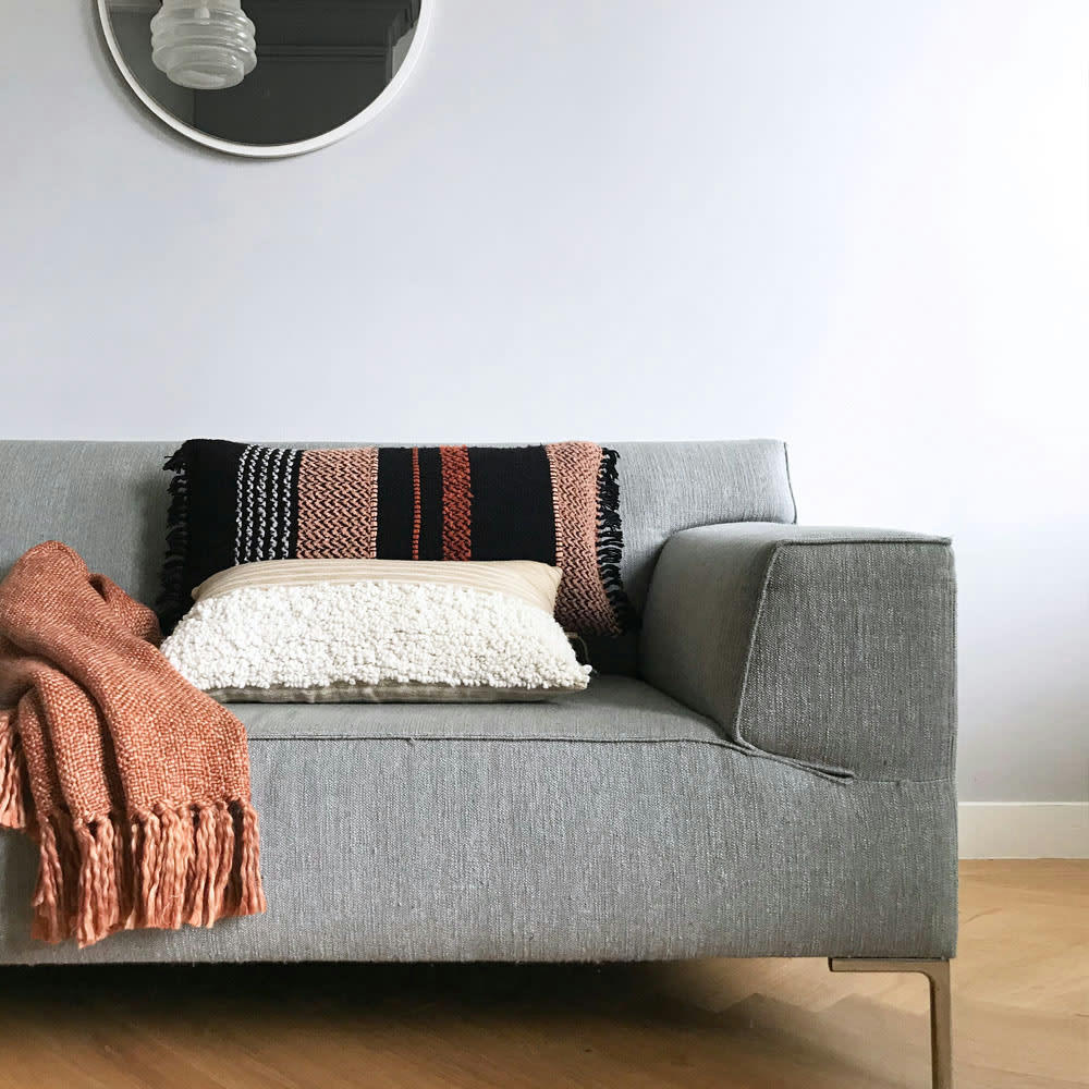 BERBER - Coussin noir et orange 37x70