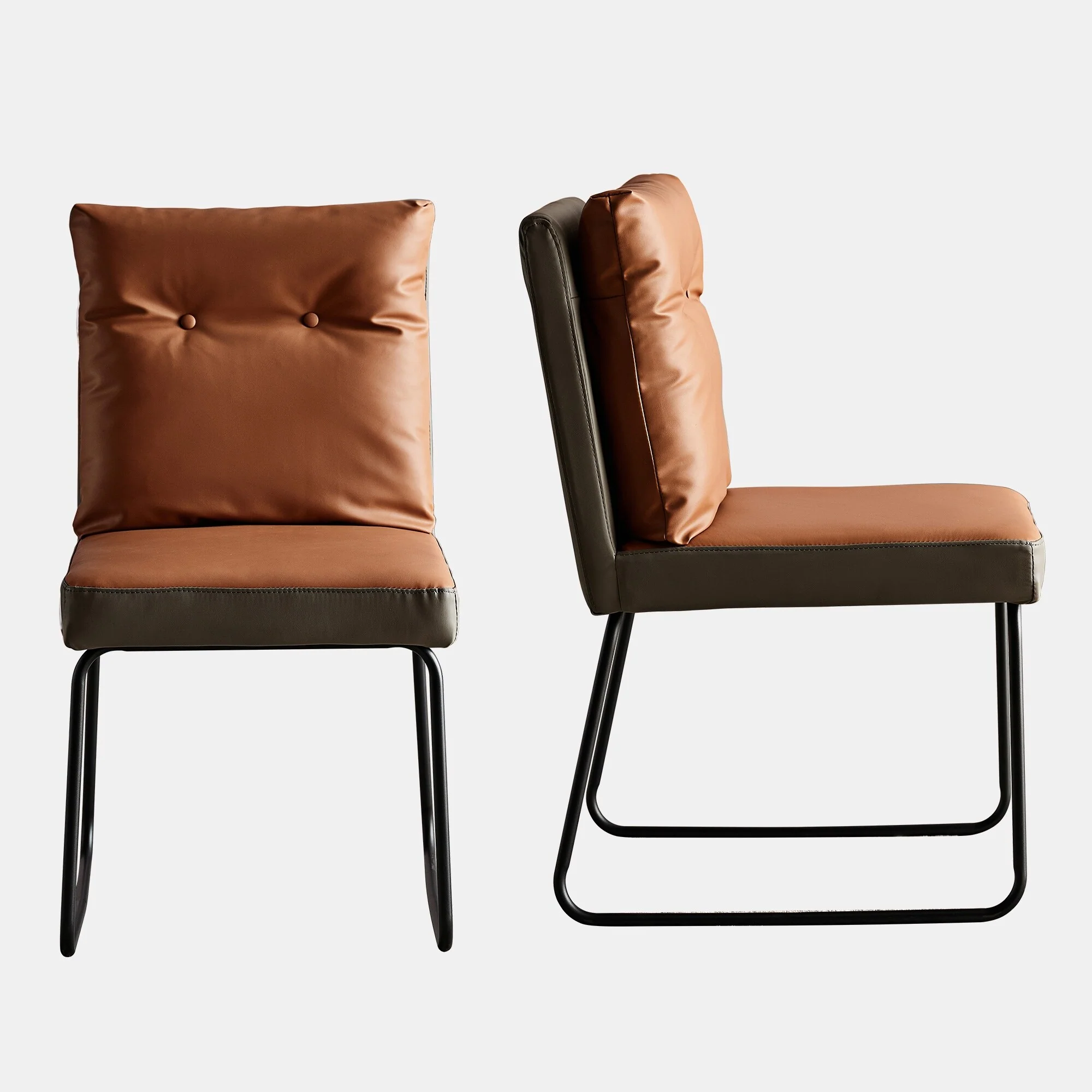 Mid-Century Modern Dining Chair (Set of 2) PU Leather Upholstered Side Chair