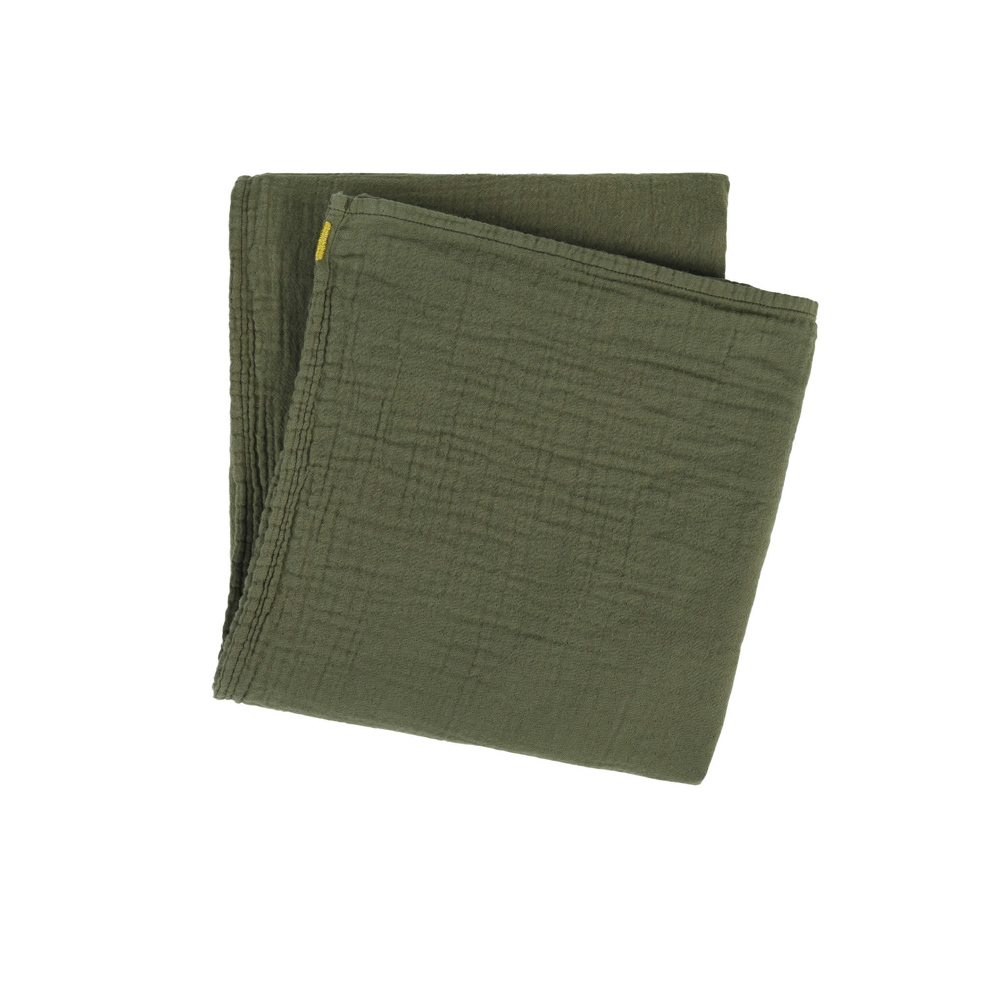 - Plaid en double gaze de coton 120x170 vert câpre