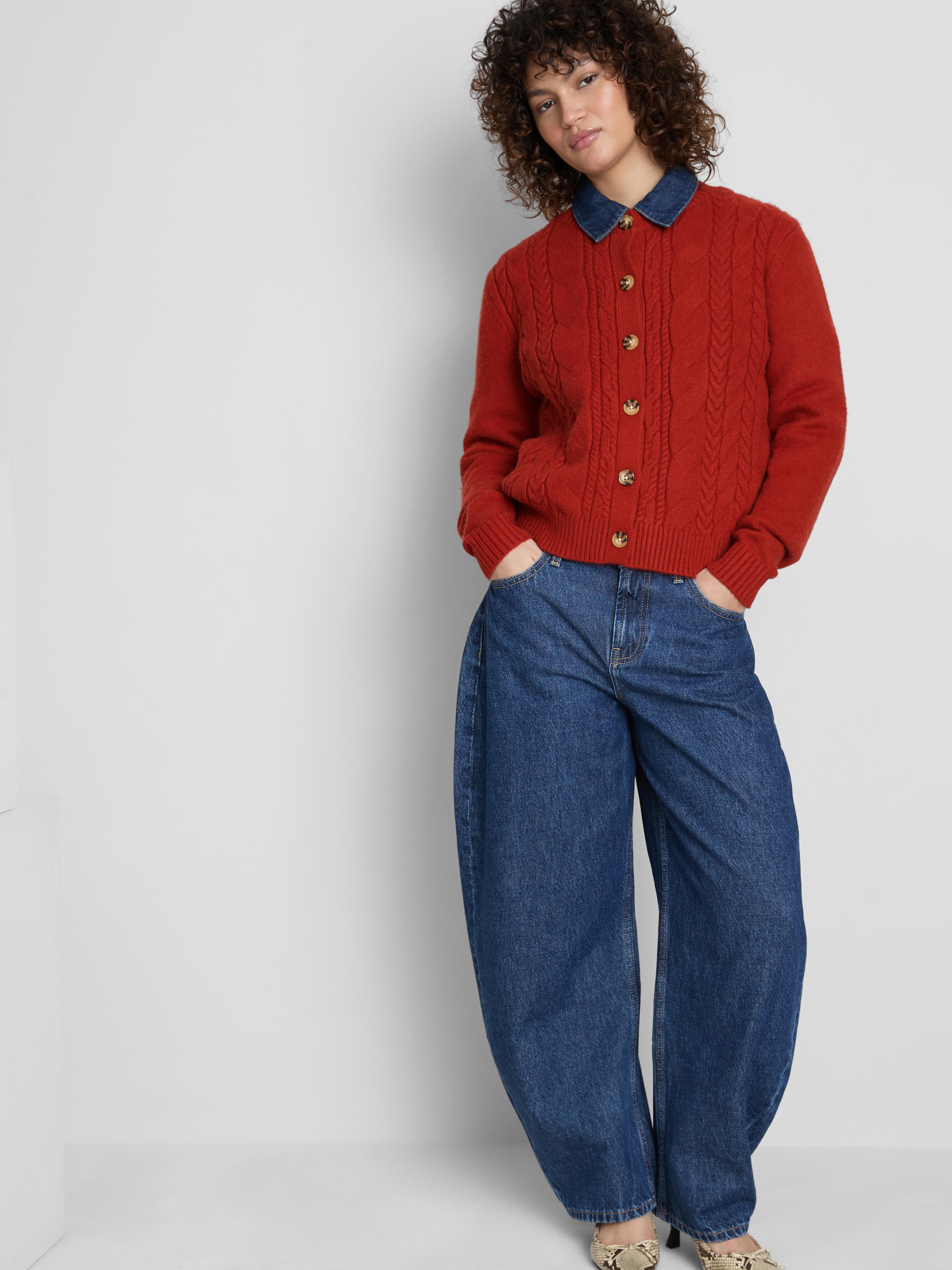 Cable Knit Crewneck Cardigan