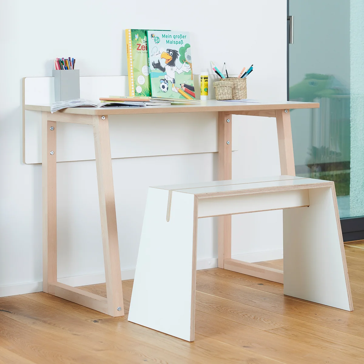Tojo - werk Kinder-Schreibtisch, weiß / Buche