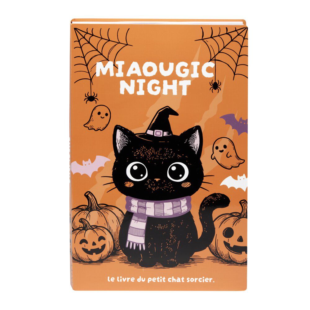 Grattoir chat Halloween livre griffoir carton marron et orange 26x39,5cm