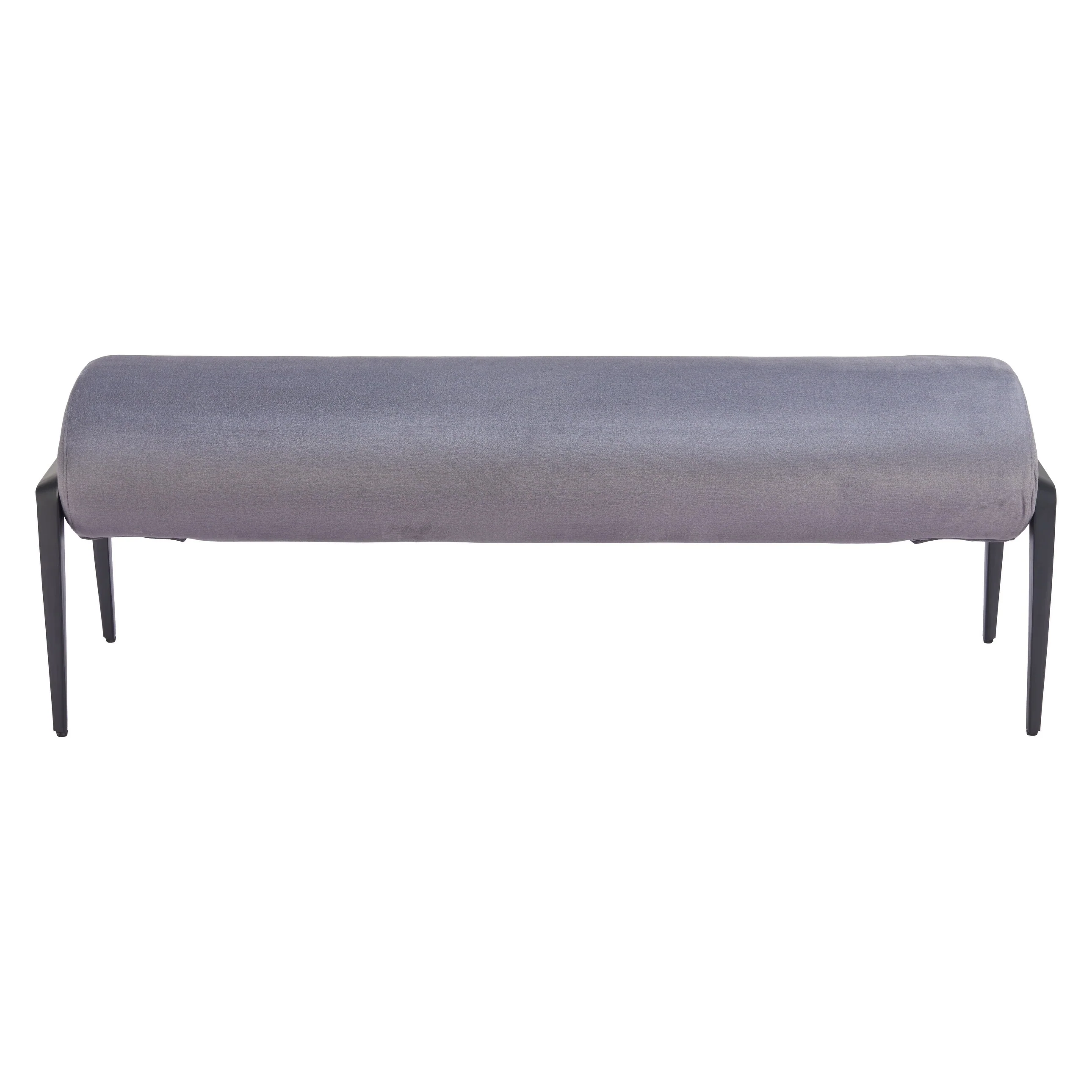 HomeRoots 54 Gray and Black Velvet Upholstered Bench - 53.5' X '18.9' X '16.1