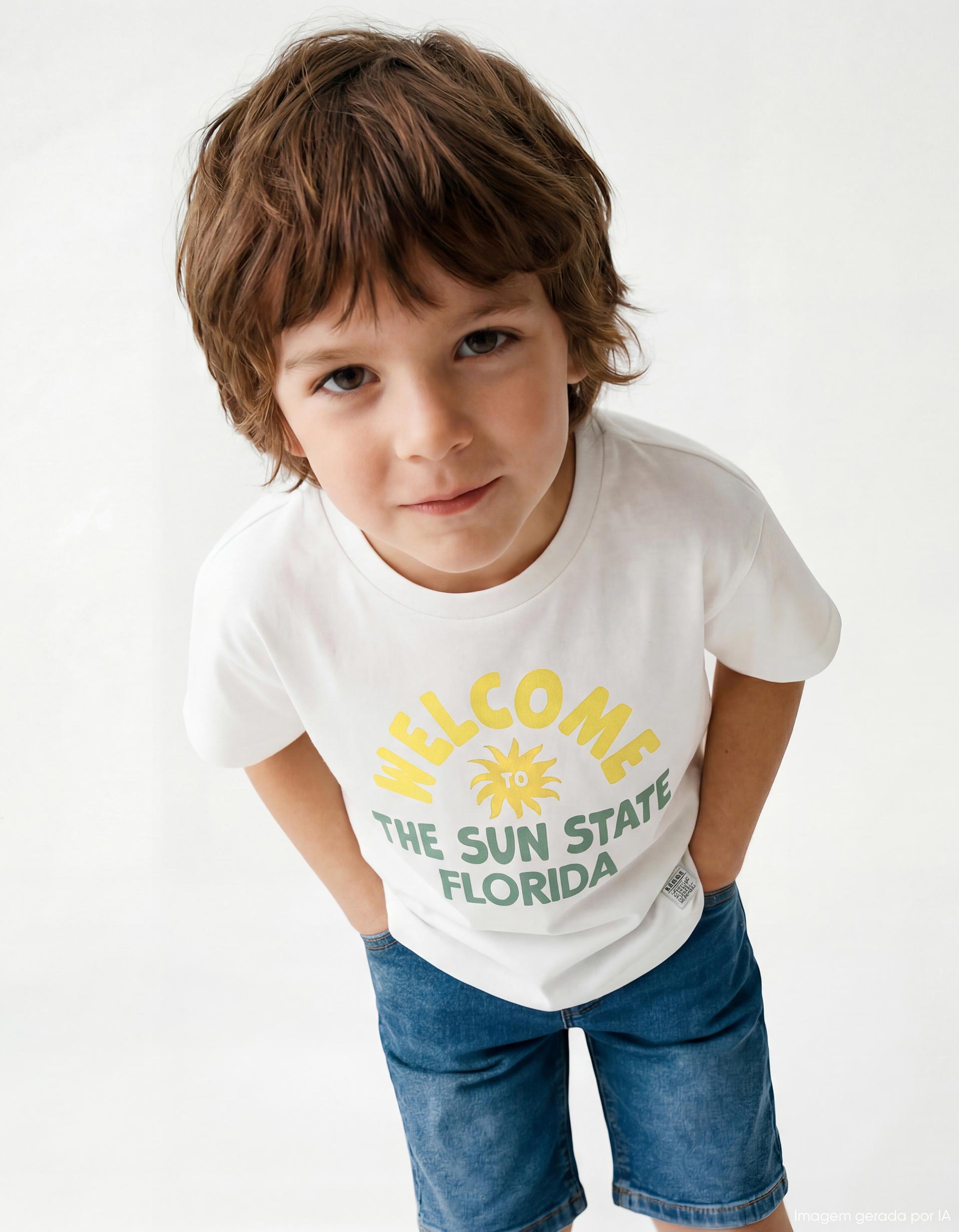 T-shirt Estampada, Menino, Branco