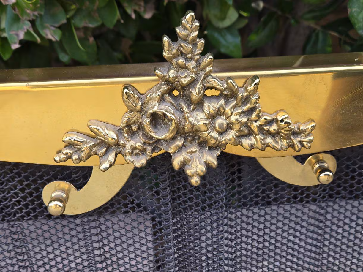Large Vintage Hollywood Regency French style Brass Fireplace Screen 50