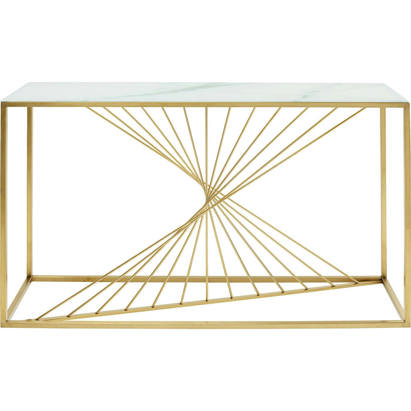 ART MARBLE - Console en verre effet marbre et acier doré