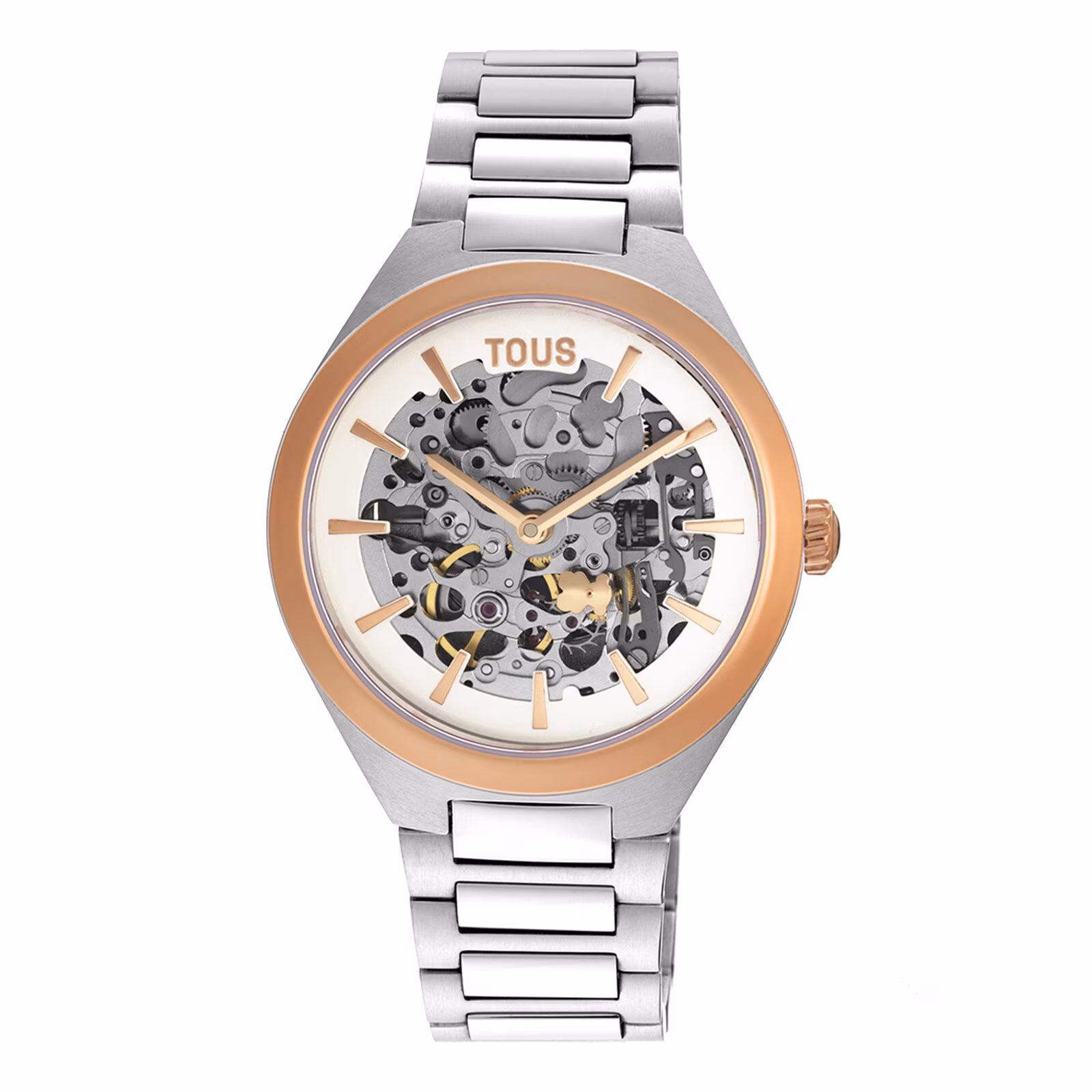 Reloj analógico con acero IPRG rosa y brazalete de acero Karat Round