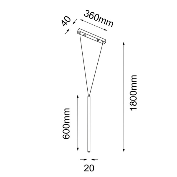 Lampa wisząca czarna MIAKI 1xG9x2,5W wym: 180x36x4 cm Shilo