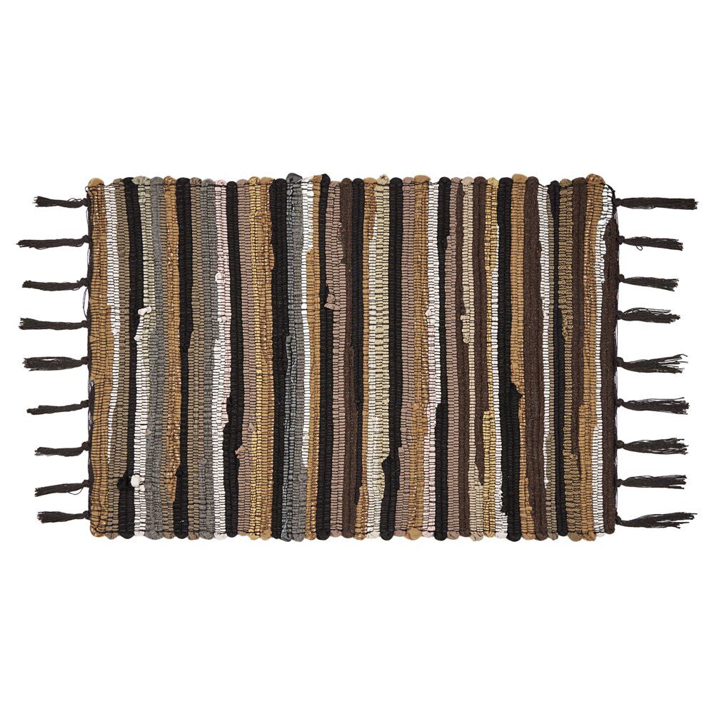Tapis intérieur à franges rectangulaire rayures polycoton 50x70cm (3 modèles)