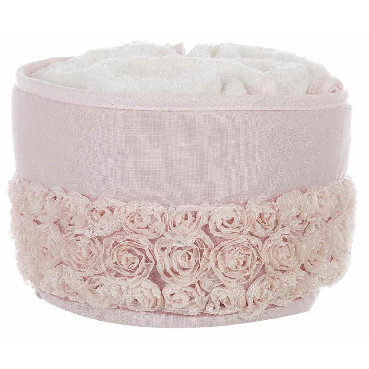 - Panier 3 serviettes rose H14