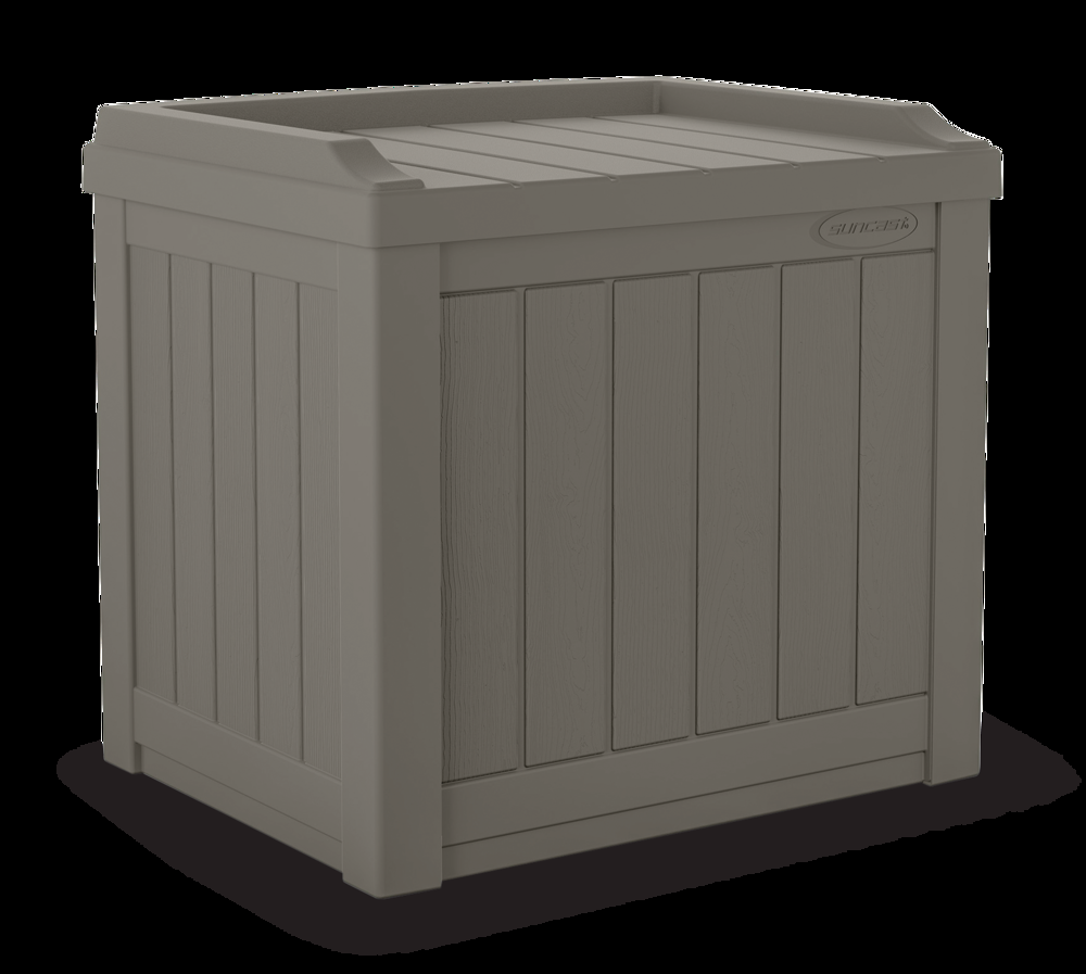 Suncast Resin Small Indoor/Outdoor Storage Deck Box with Seat, Stoney, 83-L