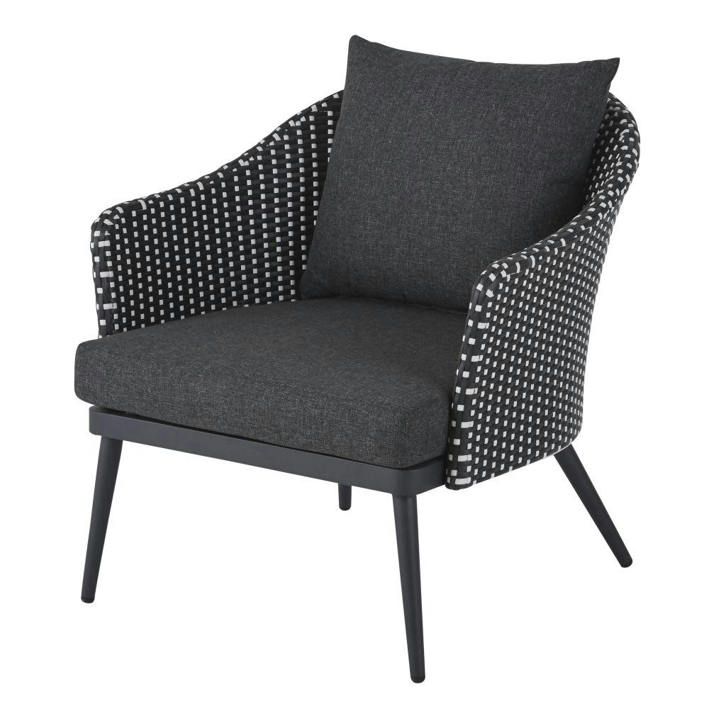 Lubi Business - Fauteuil professionnel gris et noir motifs ronds blancs