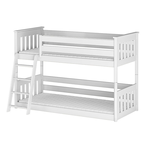 Lit superpose 90x200 au sol sommiers inclus Timeo Blanc