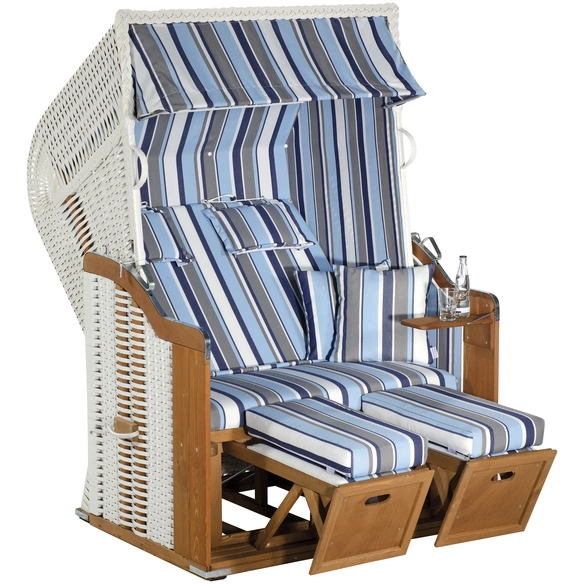 Strandkorb »Rustikal, aufgebaut«, BxHxT: 125 x 160 x 90 cm, Halblieger, weiß/natur
