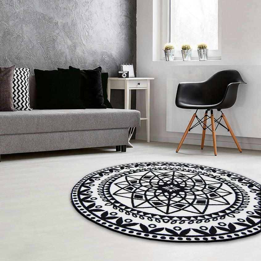 UTOPIA - Tapis carreaux de ciment noir - 100x100