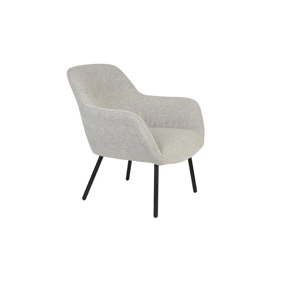 Housecraft Dude Loungestoel/ Fauteuil Boucl&eacute; stof Beige/ Wit