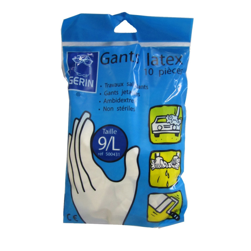 Gant en latex jetable 10 pièces taille 8 GERIN