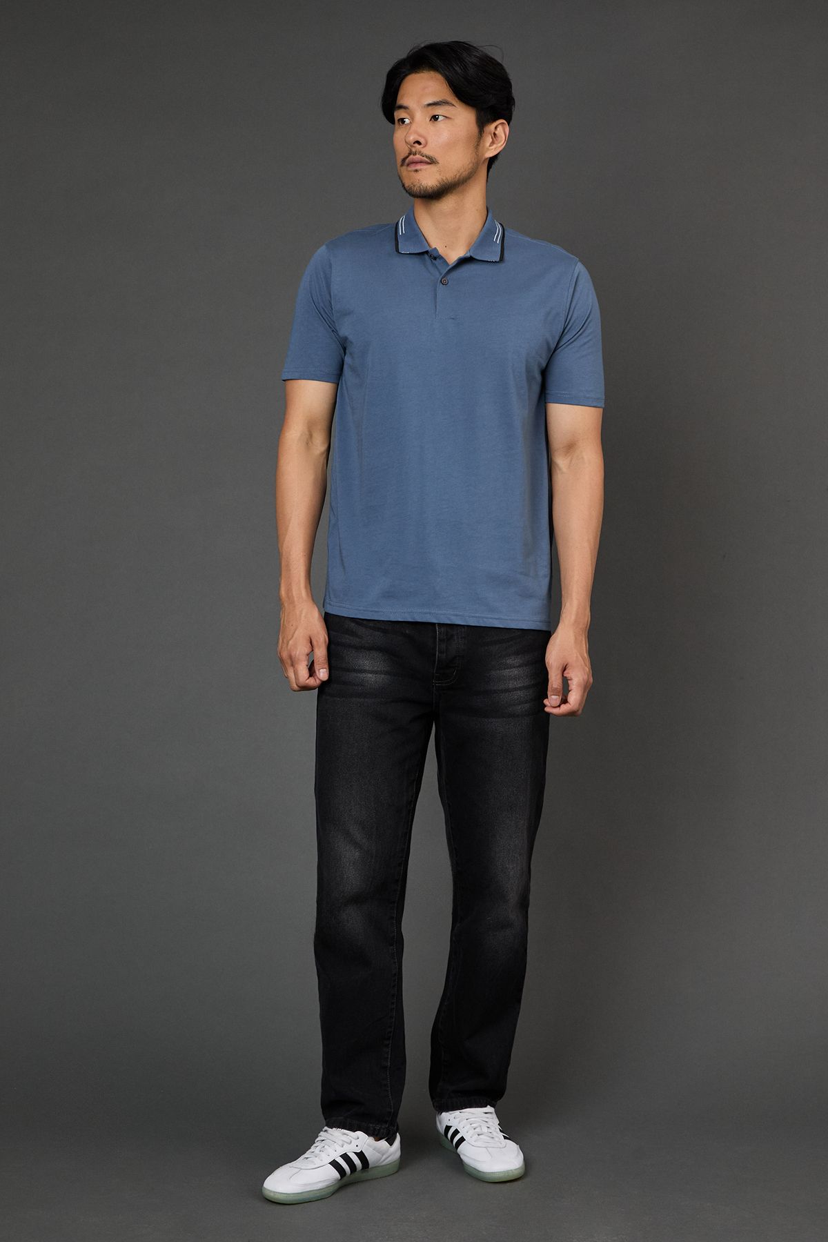 Burton Airforce Blue Tipped Collar Polo Shirt