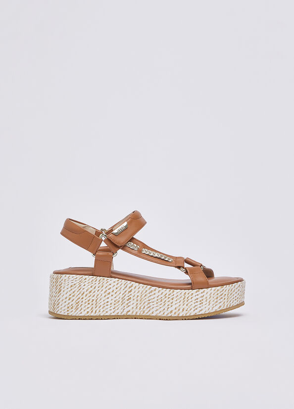 Sandali platform in pelle