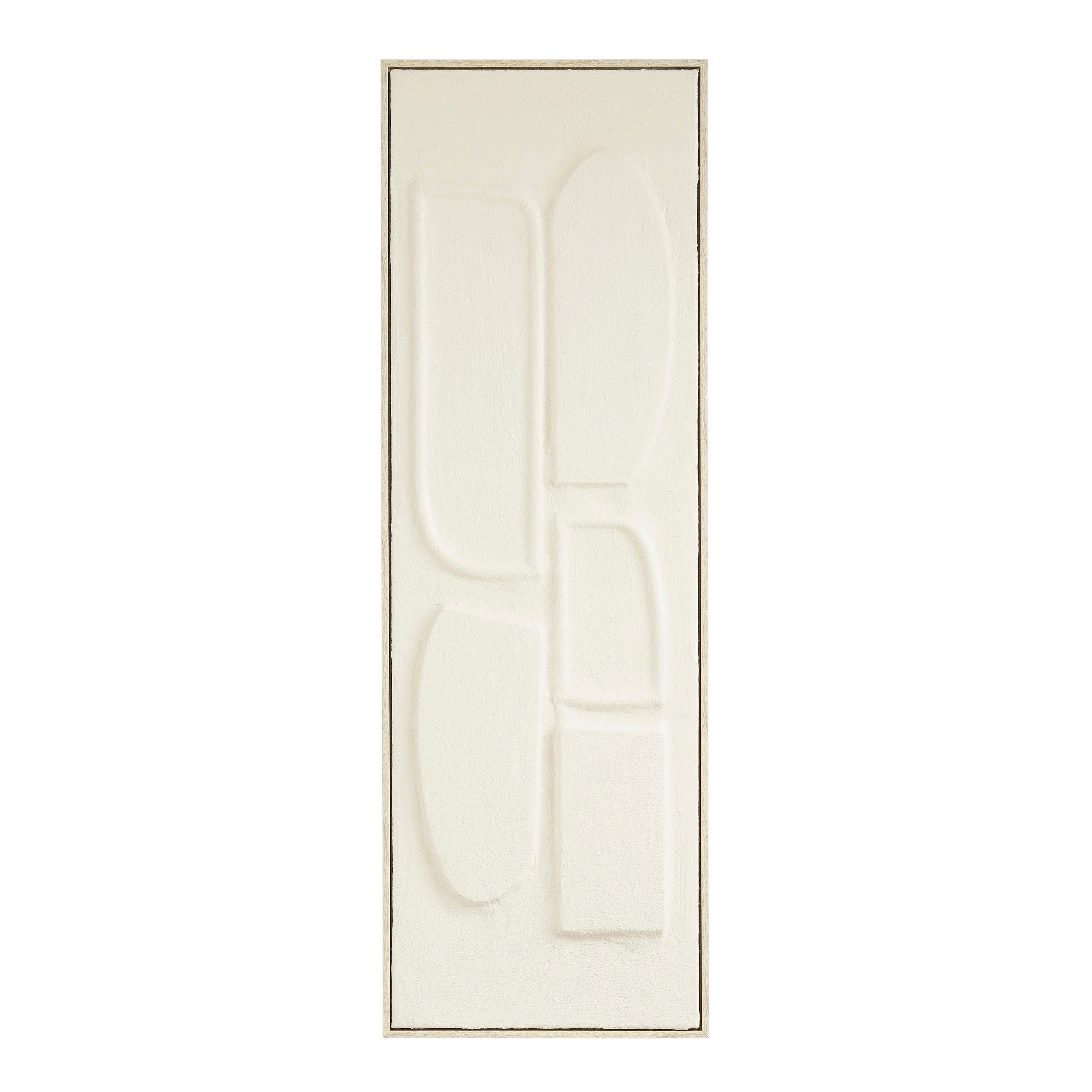 Mica Decorations Wanddecoratie - Wandpaneel Abstracte Kunst 90 x 30 x 3 cm - Woondecoratie voor Woonkamer of Slaapkamer - Off-white