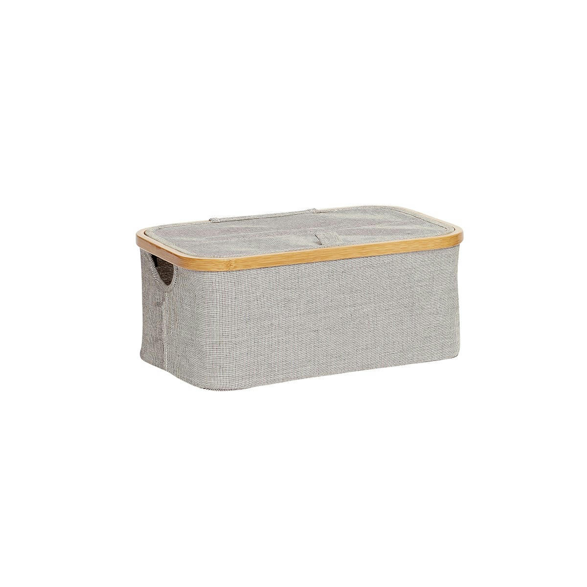 EASE - Boîte de rangement avec couvercle en tissu et bambou gris