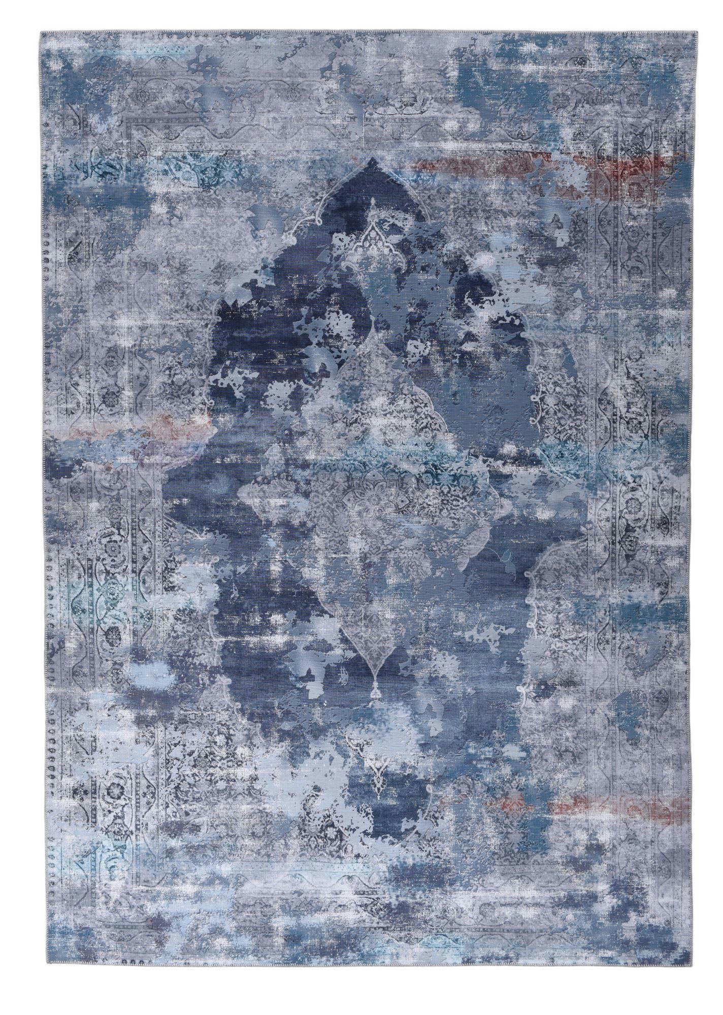 CECILIA - Tapis classique imprimé en polyester - Bleu multicolore 190x290 cm