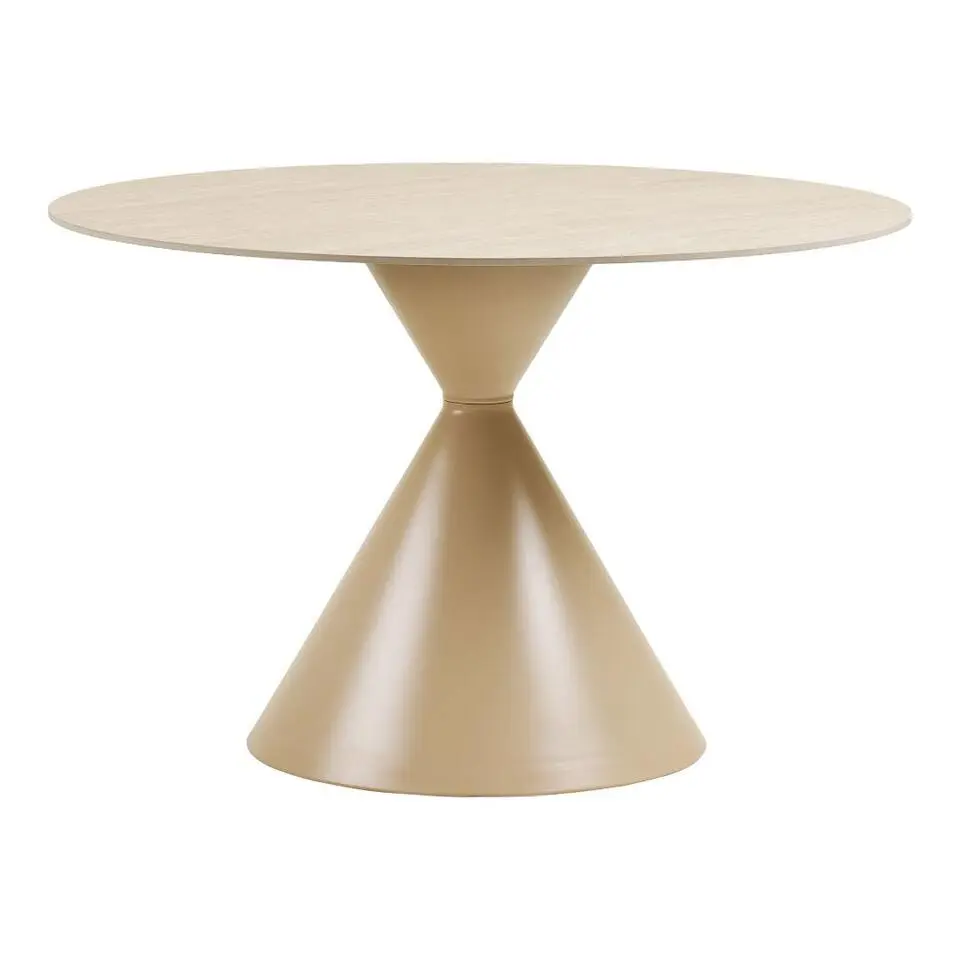 Hioshop Elin eetkamertafel &Oslash;120cm keramische tafelblad sandkleurig