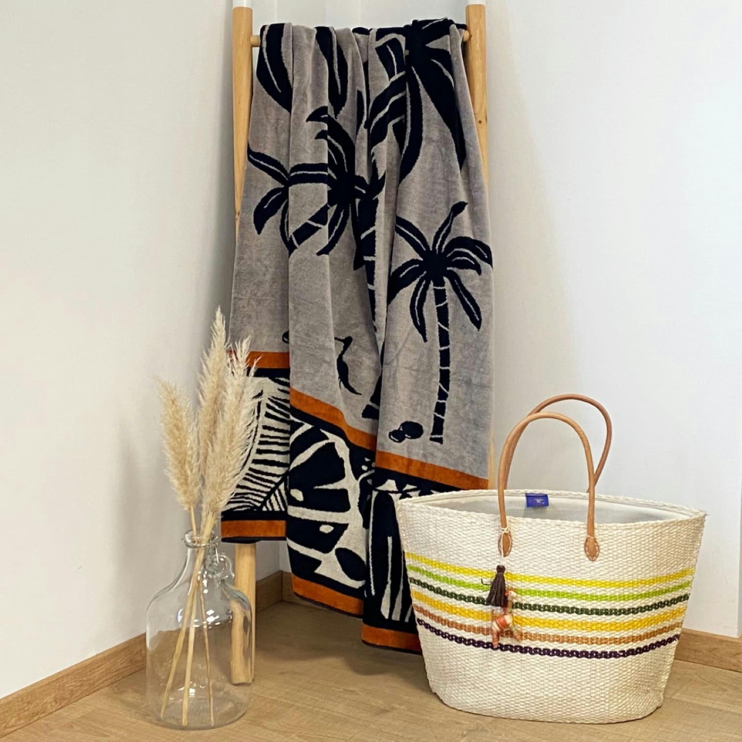 PLAGE - Serviette de plage éponge velours Jacquard Inagua 140x180