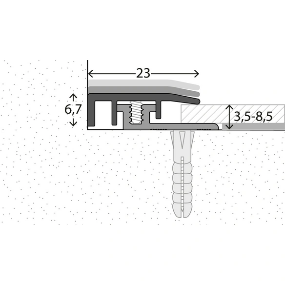 Abschlussprofil »LPS Design«, BxL: 23 x 900 mm, Höhe: 5 mm, silberfarben